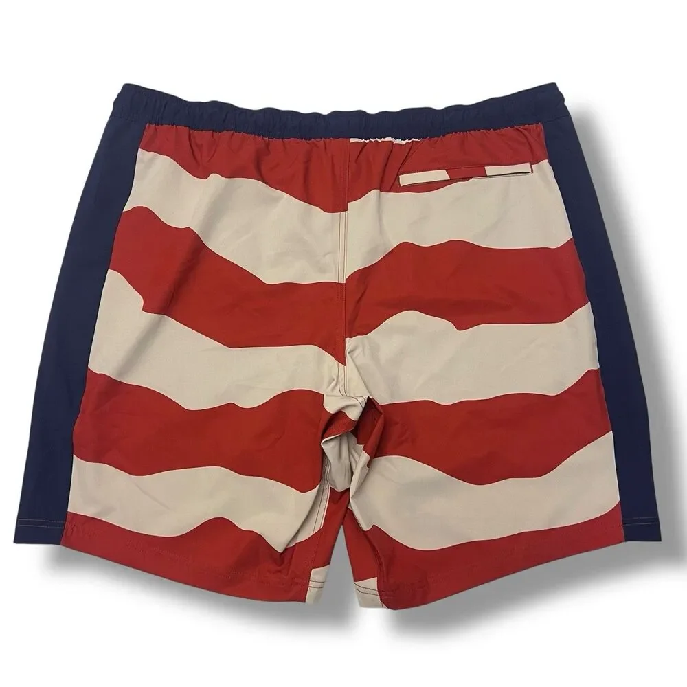 AKHG Alaskan Hardgear Shorts Mens 2XL Flag USA Lined Stretch Swim Outdoor Trunks